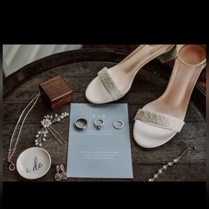 Elegant Women's Pearl-Embellished Ivory Heeled Sandals